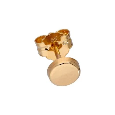 JEWELLERYBOX Pendientes de tachuelas redondas simples lisas de 4 mm de oro de 9 quilates para hombre
