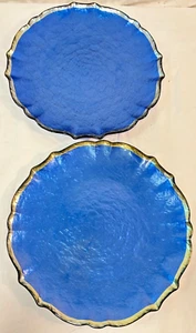 Viva Baroque Glass Cobalt Salad Plate 8.5" Fancy Wedding Dessert Appetizer Sa... - Picture 1 of 7