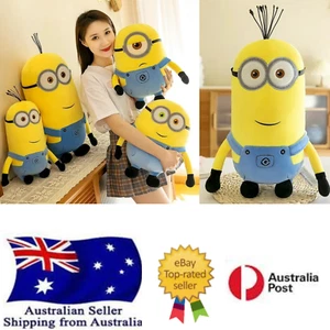 1xCute Minions Movie Characters Yellow Plush Toys Bob Stuart In Jeans Soft Toys - Picture 1 of 6