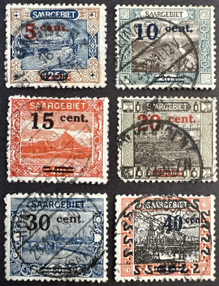 SAAR 1921 Sc# 86--92 Lot of 6 Used Stamps Surcharged - Image 1 of 1
