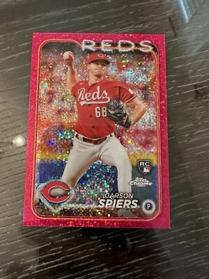 Carson Spiers 2024 Topps Chrome /350 #167 RC Magenta Speckle Refractor - Reds - Image 1 of 2