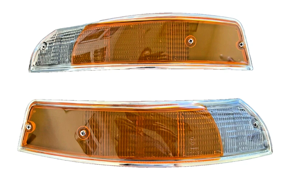 Par de lentes de luz de giro delantera Porsche 911 912 69-73 euros - moldura plateada Foto 1 de 4