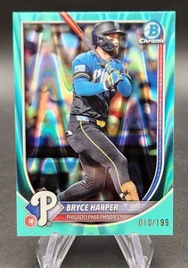 BRYCE HARPER 2025 BOWMAN CHROME AQUA LAVA REFRACTOR PHILLIES /199 - Picture 1 of 2