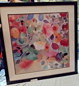 Pittura artistica da parete fiori colorati moderna cornice nera 29" x 29" - Foto 1 di 4