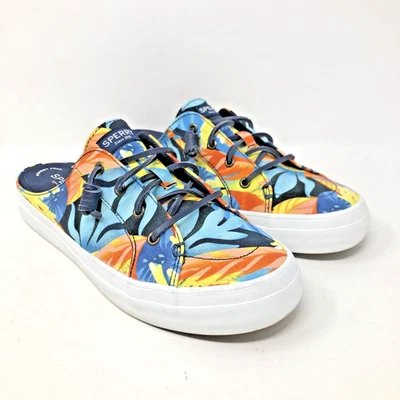 Zapato de barco Sperry Top Sider Crest Vibe Mule para mujer talla 10 azul marino de lona tropical Foto 1 de 4
