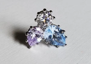 Eddie Borgo single post earring, silver tone w/ lavender, blue ice & clear stone - Picture 1 of 13