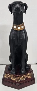 Estatua de perro galgo negro sobre base ornamentada 17" estatuilla decorativa decoración del hogar - Imagen 1 de 7