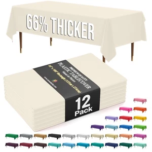 66% Thicker Premium Plastic Table Cloth Rectangle Table Cover 0.5 Mil 12 Pack... - Picture 1 of 7