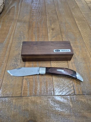 VINTAGE CASE XX BUFFALO P172 KNIFE w/Case Wooden Box. NO DOTs. Nice - Image 1 of 4
