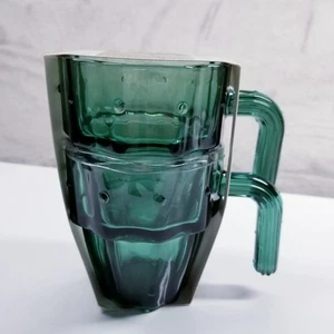 Cactus Mug Set (2) Green Glass Coffee Tea Southwest Desert Retro Boho 7.8oz New - Picture 1 of 4