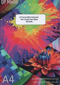 A4 PREMIUM WEISS 110 G/M² HOCHAUFLÖSENDES WÄRMEÜBERTRAGUNG SUBLIMATIONSPAPIER - Bild 1 von 4