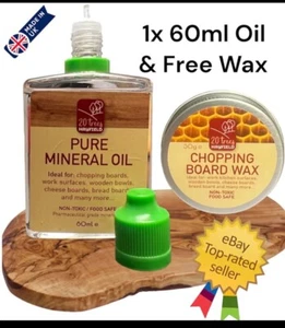 Pure Mineral Oil Chopping Board Oil Food Safe Highest Quality 60ml free Bees Wax - Picture 1 of 6