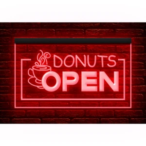 110010 OPEN Donuts Cafe Shop Bread Hot Coffee Display LED Light Neon Sign - Picture 1 of 17