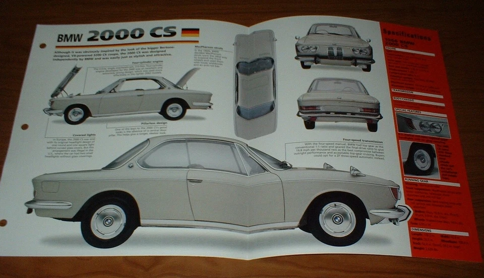 1966 BMW 2000 CS SPEC SHEET BROCHURE POSTER PRINT PHOTO 66 65 67 68 69★★ - Image 1 of 1