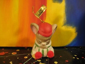 Sleepy Little Mouse Christmas Ornament Jasco Li'l Chimers Ceramic Bell Figurine - Picture 1 of 6