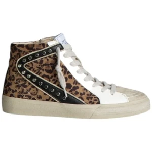 Sneakers alta donna Corina M4502 con zip laterale borchie in nabuk e pelle bianc - Foto 1 di 3