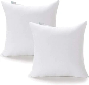 Acanva Pillow Inserts 18 X 18 White Soft Fluffy Style Machine Washable Set 2 - Picture 1 of 6