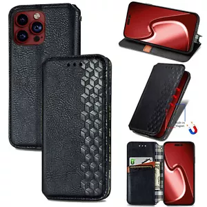 Black Magnetic Wallet Phone Case For iPhone Huawei Samsung Honor Sony TCL ZTE 1+ - Picture 1 of 14