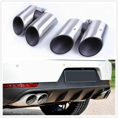 1 Pair Brushed Silver Car Tail Exhaust Pipe Fit For Porsche Macan 2.0T 19-24 - Image 1 of 4