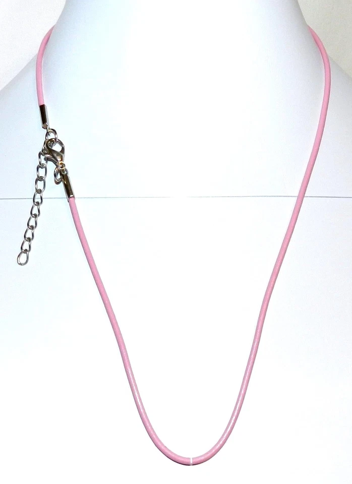 NC240 Rose Pink Rolled Leather w Silver Lobster Clasp 18" Necklace for Pendants - Image 1 of 1