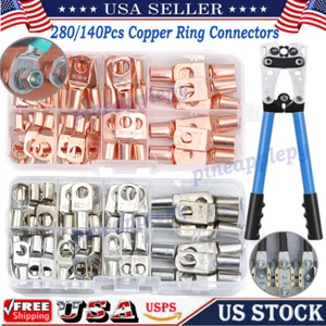 280Pcs Copper Battery Ring Crimp Electrical Wire Connectors Cable Lug Terminals - Picture 1 of 41