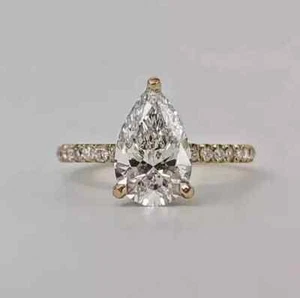 2.30Ct Pear Cut Lab Grown IGI Certified Diamond Engagement Ring 14K Yellow Gold - Picture 1 of 6