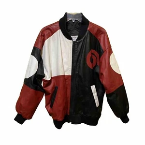 Vintage Leder Bomber Damenbekleidung Größe M rot, weiß & schwarz gebraucht, in einwandfreiem Zustand - Bild 1 von 23