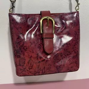 Bolso de Mano Patricia Nash Irving Cuero Bandolera Grabado Rosas Rojo Floral - Imagen 1 de 17