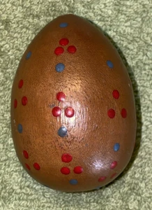 Vintage Handpainted Wooden Egg - Folk Art - Picture 1 of 7