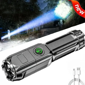 1 PC Portable Rechargeable Flashlight - Strong Light Torch for Household Use NEW - Picture 1 of 10