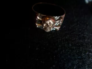 Patriotic Hussar Pirate Skull Ring 800 Silver Scary Eyes - Picture 1 of 6