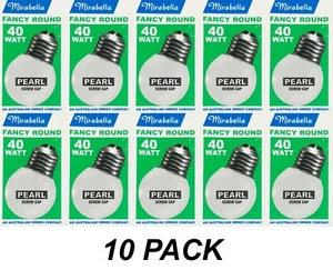 10 x 40W Pearl Fancy Round Light Globes Bulbs Lamps E27 Screw Incandescent ES - Picture 1 of 3