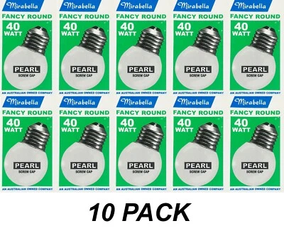 10 x 40W Pearl Fancy Round Light Globes Bulbs Lamps E27 Screw Incandescent ES - Image 1 of 3