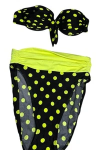 80s La Blanca Neon Yellow Black Strapless Bikini Retro W-24” B-26-30” XXS-XS - Bild 1 von 21