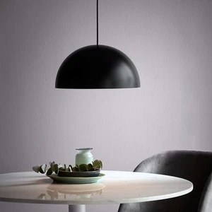 Black Metal Dome Pendant Light White Lining Modern Bedroom Dining Living Room - Picture 1 of 20