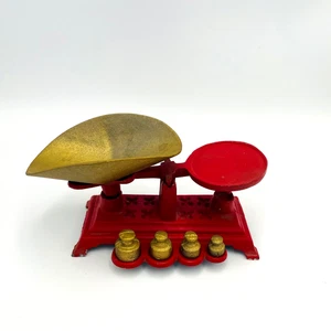 Antique Cast Iron Kitchen Scale/Balance, Weights and Scoop - Picture 1 of 15
