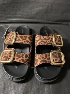 Collin Damen-Pantoletten Sandalen ─ Universalfaden braun Leopard 6,5 neu mit Etikett - Bild 1 von 8