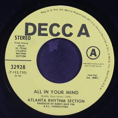 ATLANTA RHYTHM SECTION: all in your mind / can't stand it no more DECCA 7" - Image 1 of 2