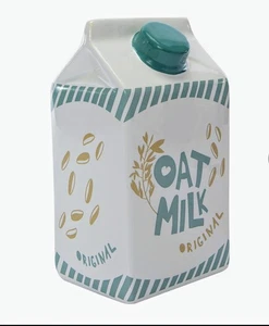 Jarrón de cerámica de cartón de leche ‒ Maceta decorativa de 4 caras de leche de avena/decoración del hogar - Imagen 1 de 6