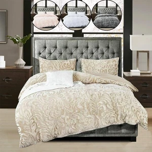 Juego de cama edredón edredón de felpa de peluche de lujo doble king super king size - Imagen 1 de 21