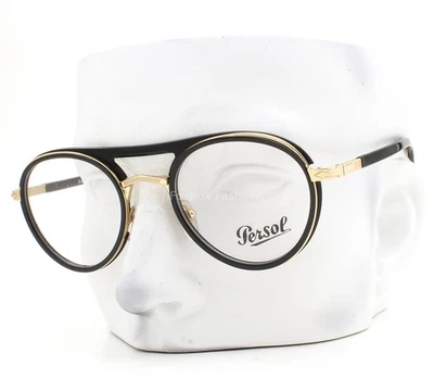 Gafas Persol PO2485-V 1143 pulidas negras brillantes doradas 48 mm sin estuche Foto 1 de 4