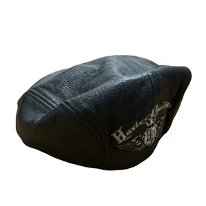 Harley Davidson Eagle schwarz Leder Zeitungsjunge Cabbie Mütze schwarz Gr. Small S - Bild 1 von 5