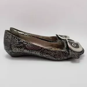 Rampage Womens Italia Ballet Flats Snake Print Shoes Black Slip On Buckle 9.5M - Picture 1 of 12