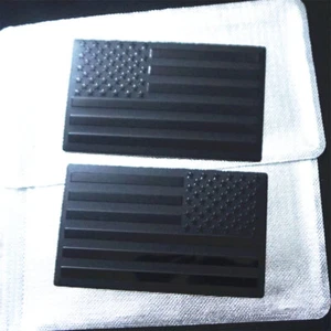 Pair Matte Black USA Flag Huge Metal Emblem Badge Decal Sticker America SUV Type - Bild 1 von 10
