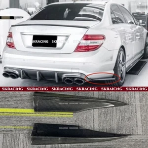 Fit BENZ W204 C350 C300 C63 AMG 08-11 Carbon Fiber Rear Bumper Spoiler Splitters - Picture 1 of 18