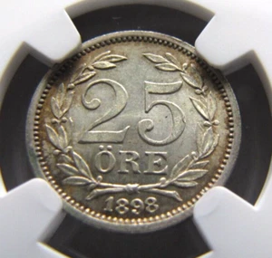 Sweden KM739 25 Ore 1898 NGC MS 64+ - Picture 1 of 3