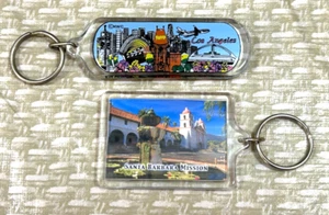 Vintage California Acryl Schlüsselanhänger Menge (2) Key Chain Ring Scenic LA SB - Bild 1 von 7