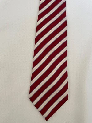 Галстук Tasso Elba в полоску красный белый шелк очень высокий для высокого мужчины - Изображение 1 из 3