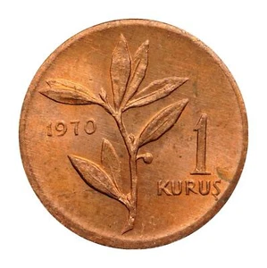 1970 Türkiye (Turkey) 1 Kuruş Coin, km895a, Mintage 1,420,000 - Rare Coin 🇹🇷 - Picture 1 of 2