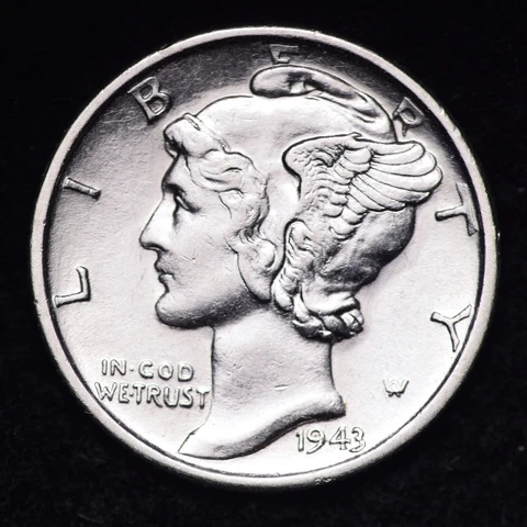 1943-S Mercury Silver Dime AU FREE SHIPPING Cover